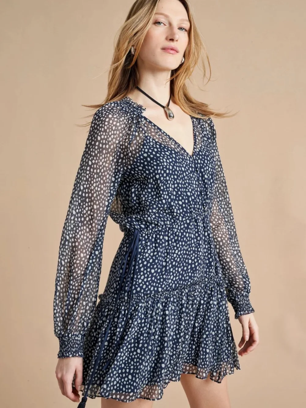 100% Silk Ruffle Dress with Slip Dress - Picture 1 of 7